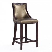 Manhattan Comfort BS008-BZ Emperor 41 in. Bronze and Walnut Beech Wood Bar Stool